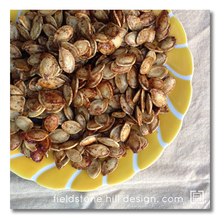 Toasted Pumpkin Seeds with Brown Sugar and Cayenne by Fieldstone Hill Design